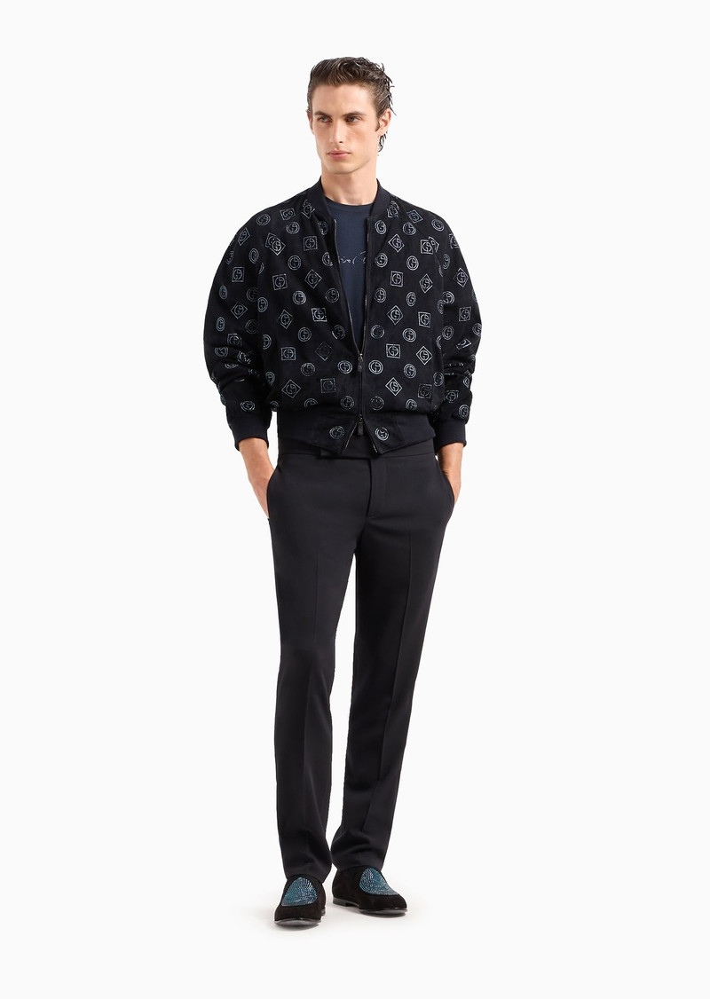 GIORGIO ARMANI Rhinestone-embroidered, cotton-interlock T-shirt outlook