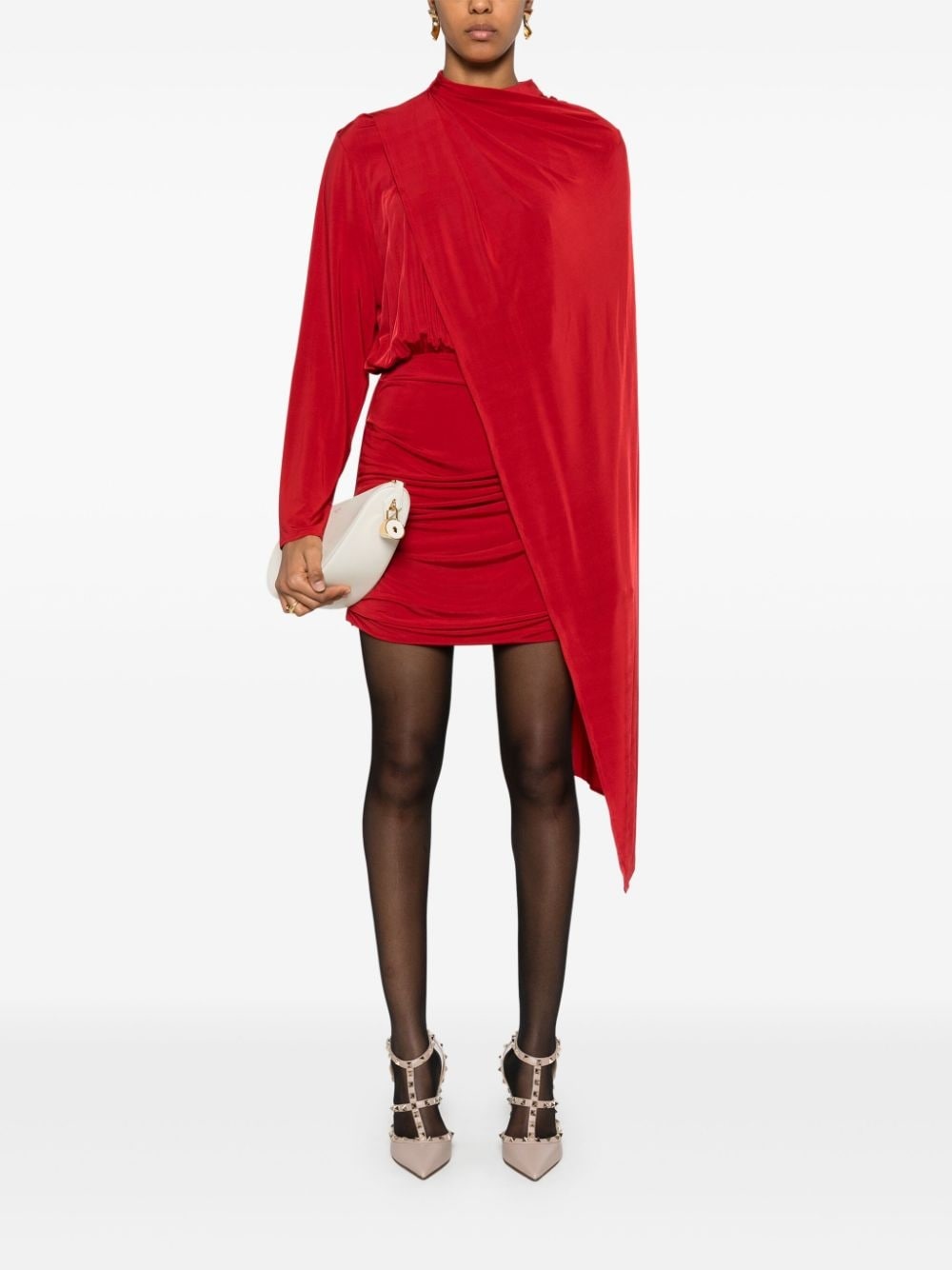 long-sleeve cape-effect dress - 2