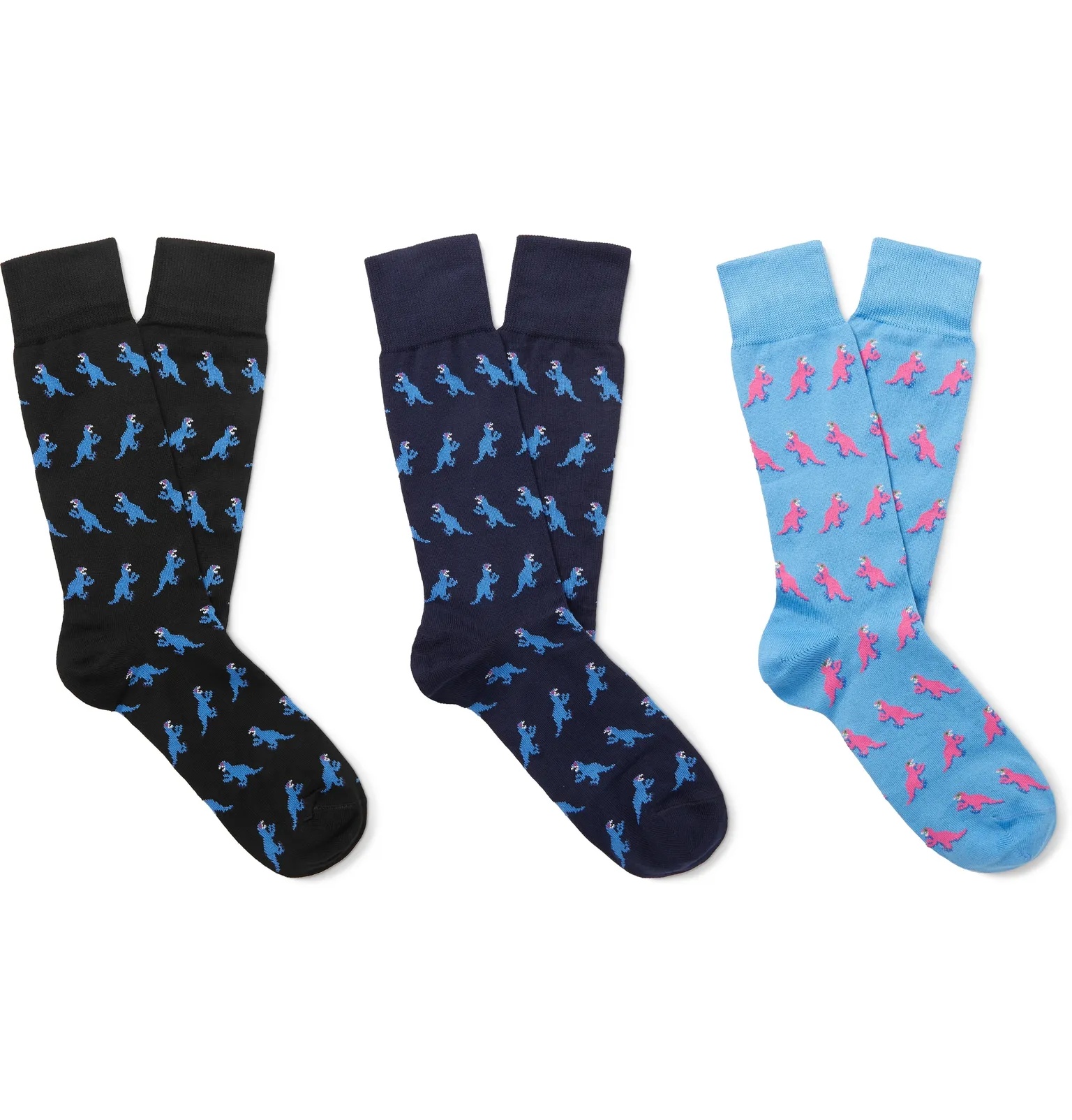 Three-Pack Stretch Cotton-Blend Jacquard Socks - 1