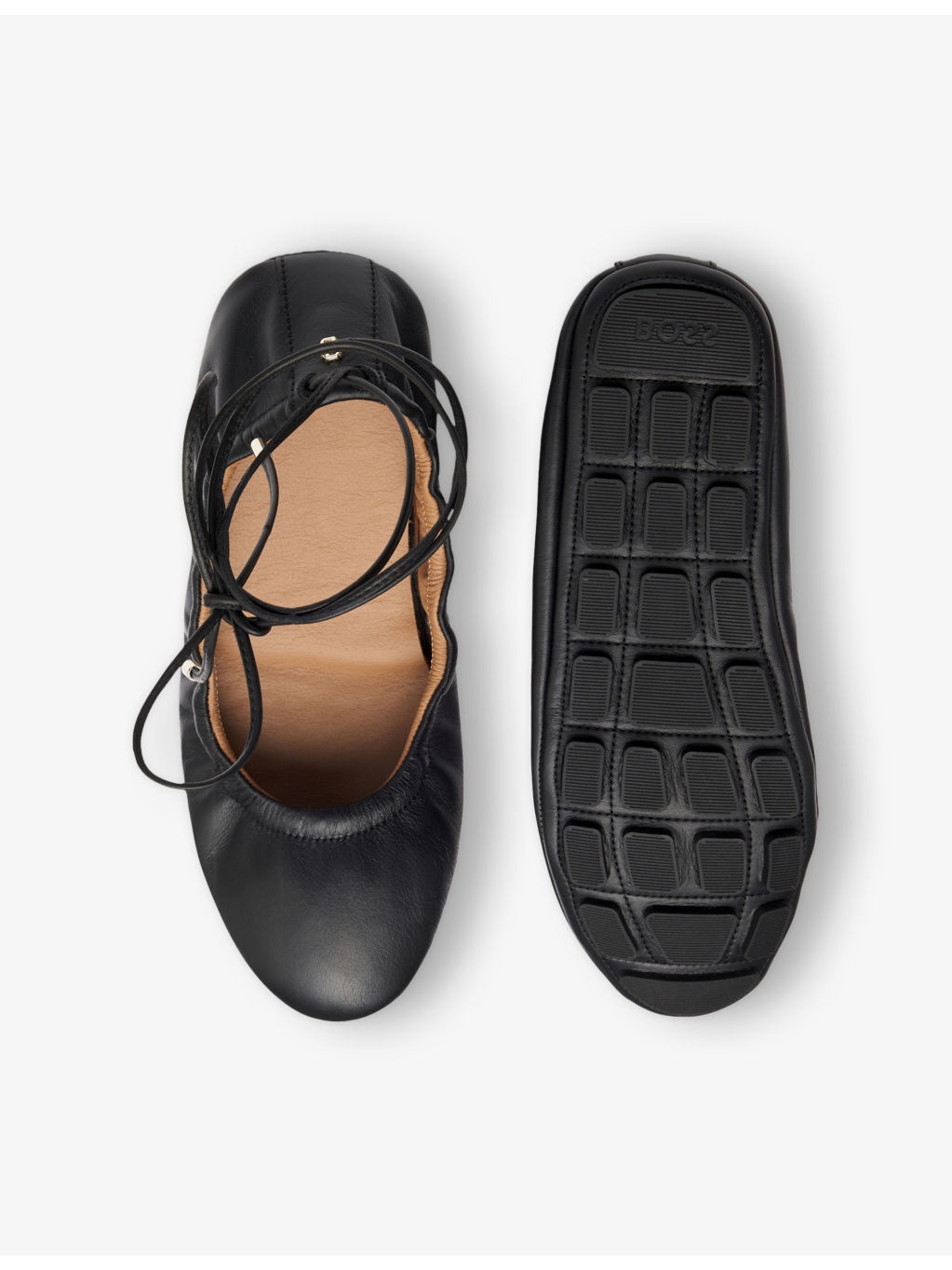 Tie-String Leather Ballet Flats - 2