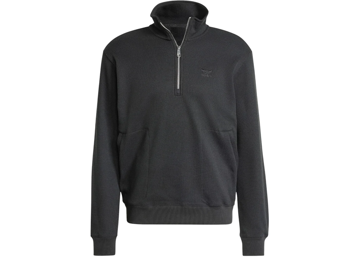 adidas Trefoil Essentials Waffle 1/Zip Sweatshirt Black - 1
