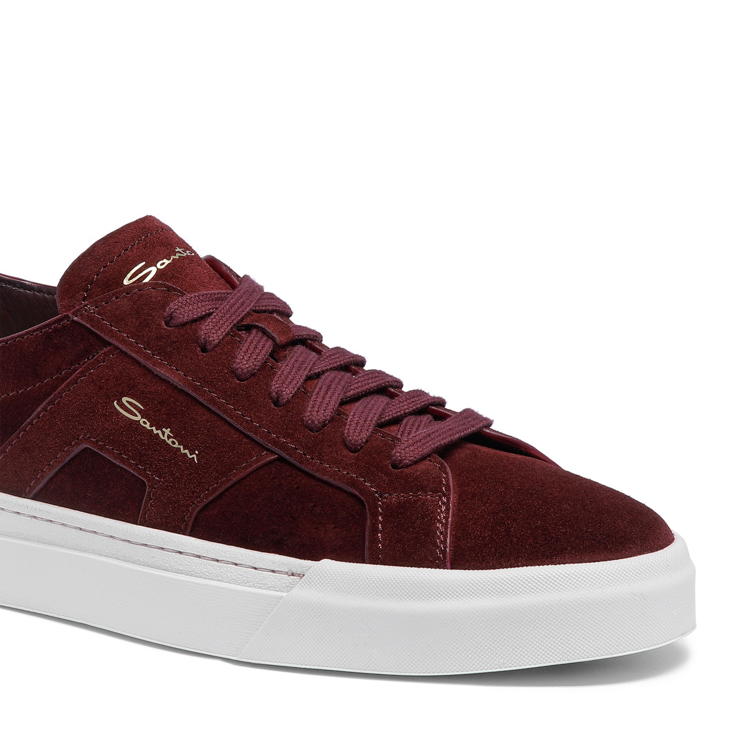 Men's burgundy suede Double Buckle Sneaker - 5