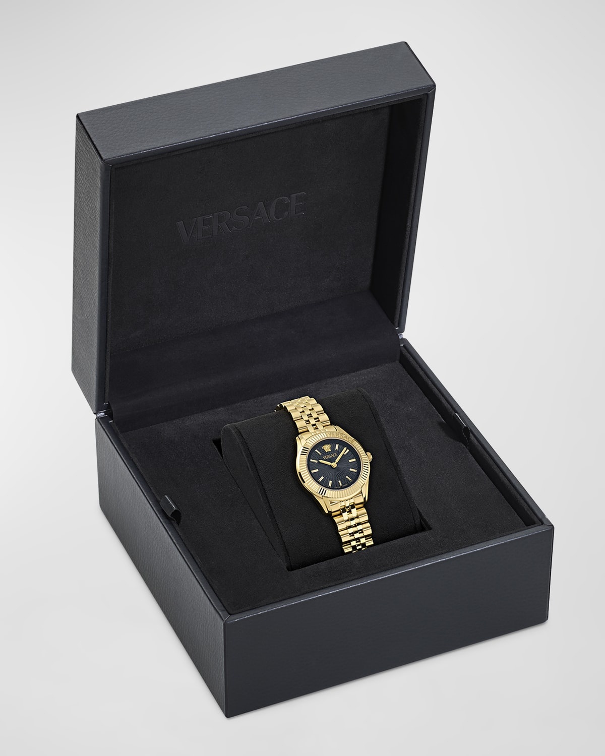 30mm Greca Time Watch with Bracelet Strap, Gold/Black - 5