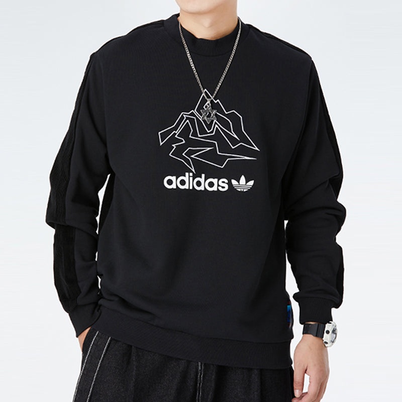 adidas originals Adv Crew logo Printing Casual Round Neck Pullover Sports Black GV0925 - 3