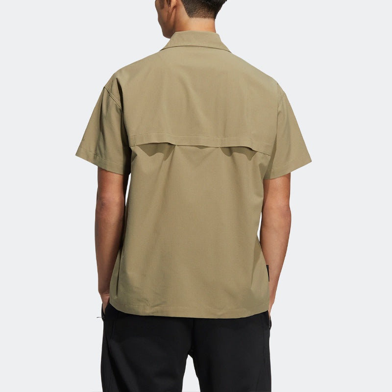 adidas originals Solid Color Sports Short Sleeve Shirt Khaki HD0028 - 3