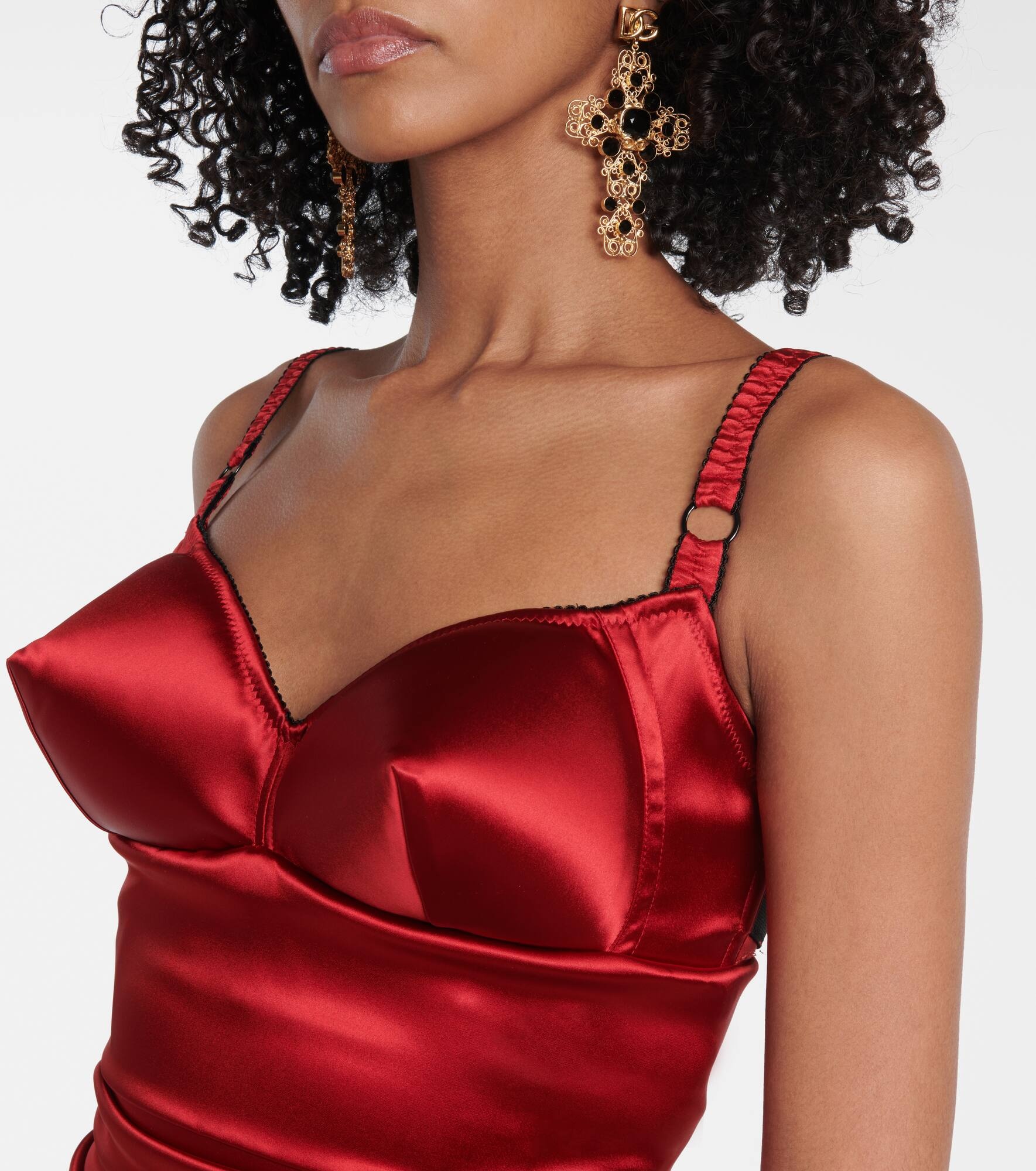 Ruched satin midi dress - 4