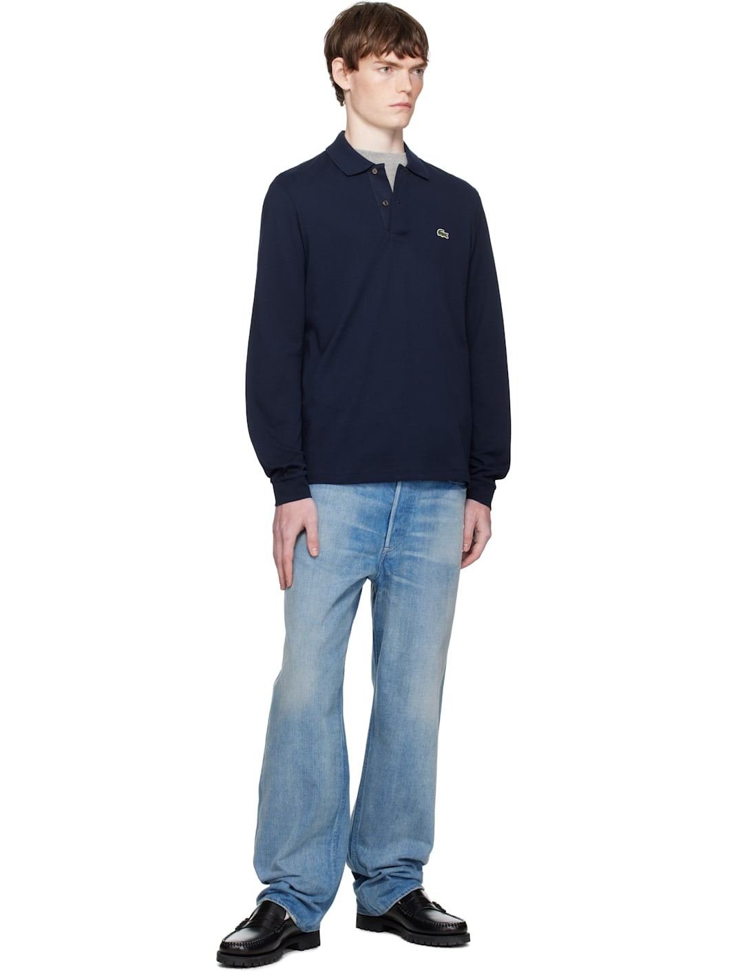 Navy Classic Fit Long Sleeve L.12.12 Polo - 4