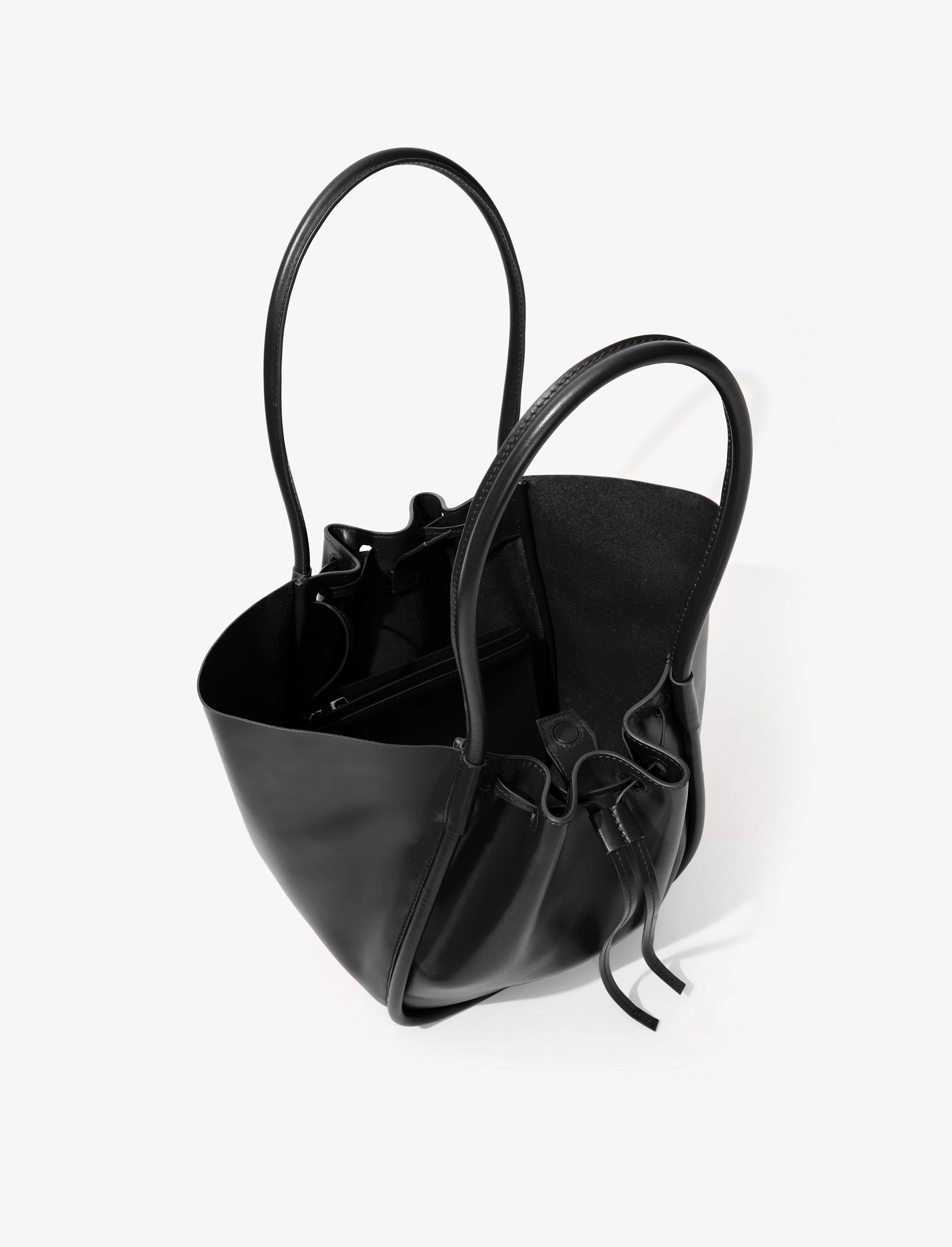 Large Ruched Tote in Soft Shiny Calf - 5