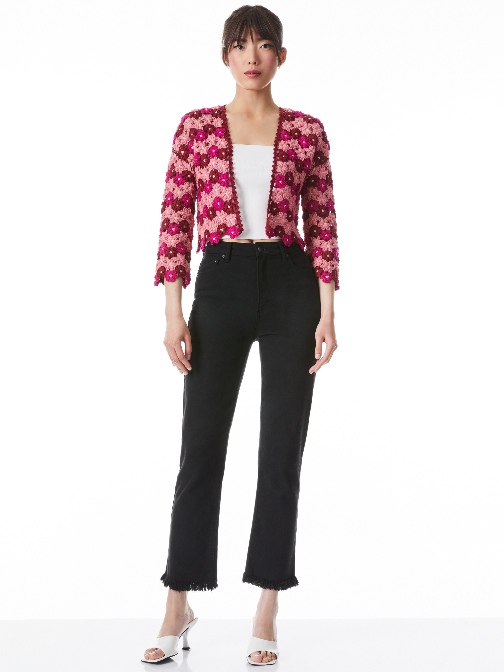 ANDERSON CROPPED FLOWER CROCHET CARDIGAN - 4