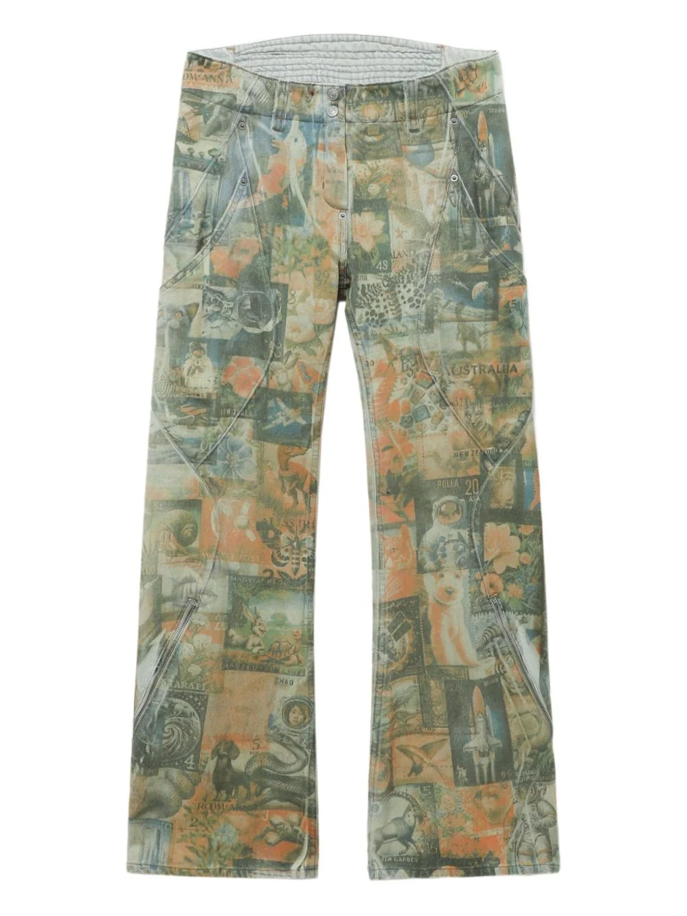 zip printed jeans - 1