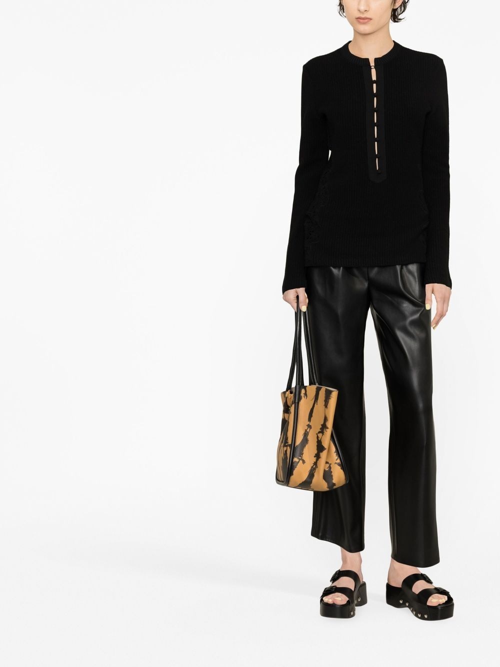flared-sleeve ribbed-knit top - 2