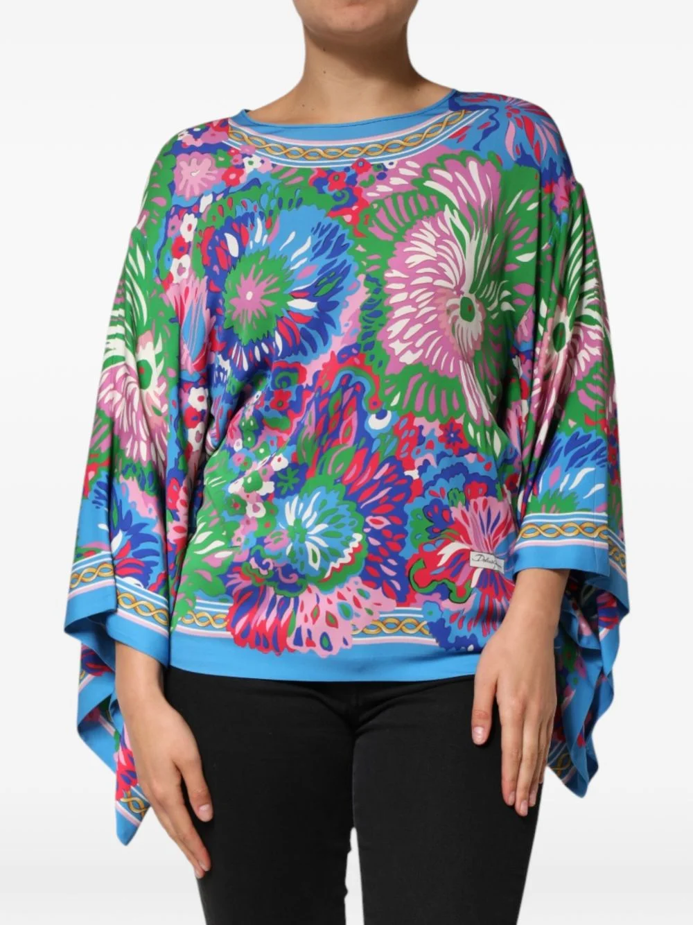floral-print silk top - 1