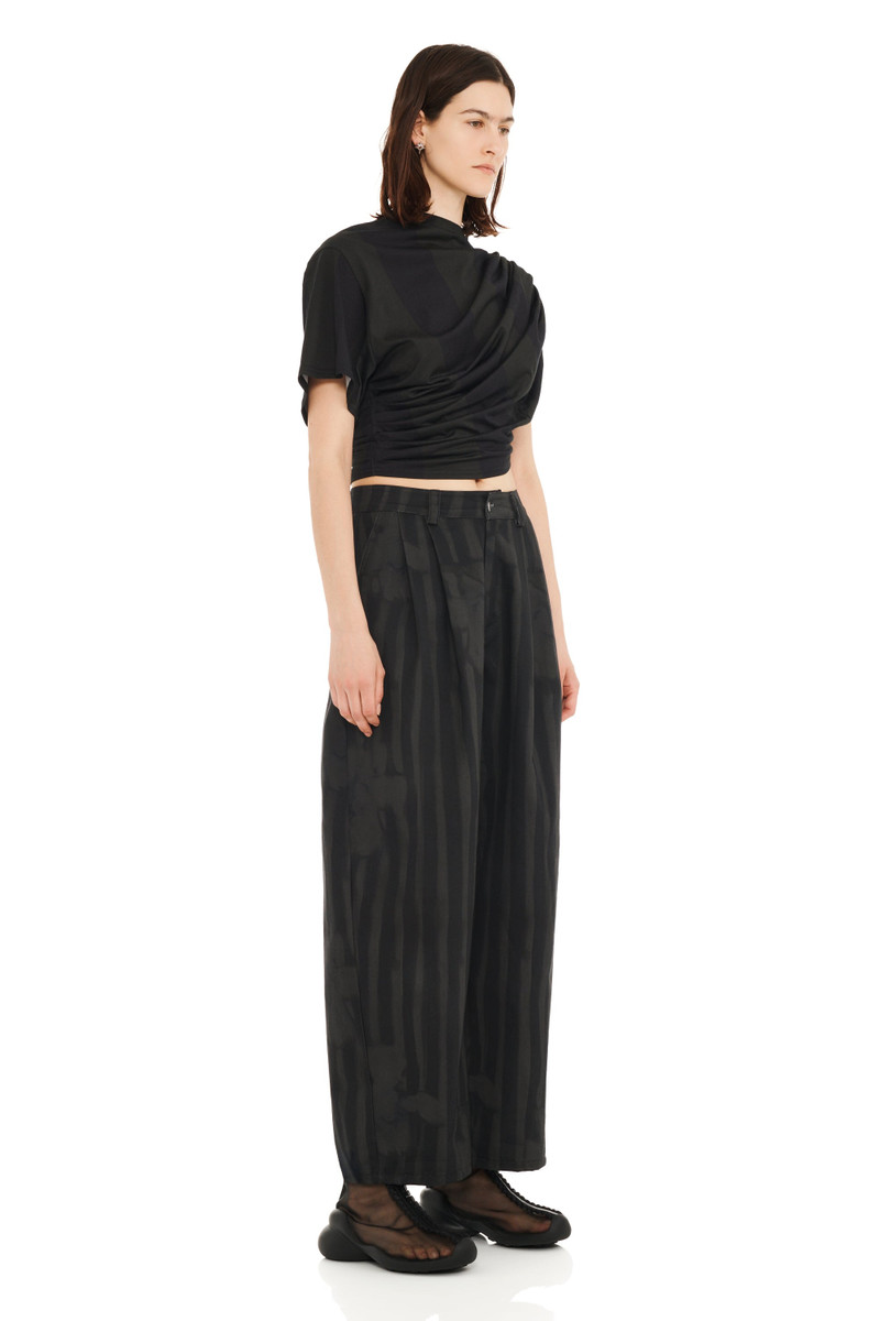 Collina Strada BLACK WAVY FLOWER STRIPE CATCHFLY PANT outlook