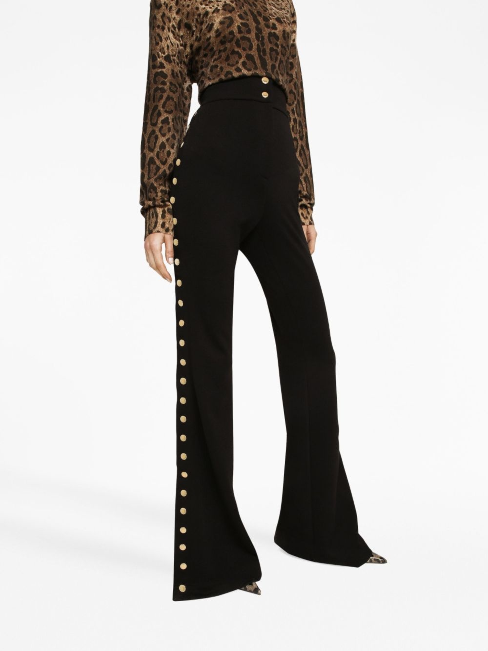 button-detail bootcut high-waisted trousers - 5
