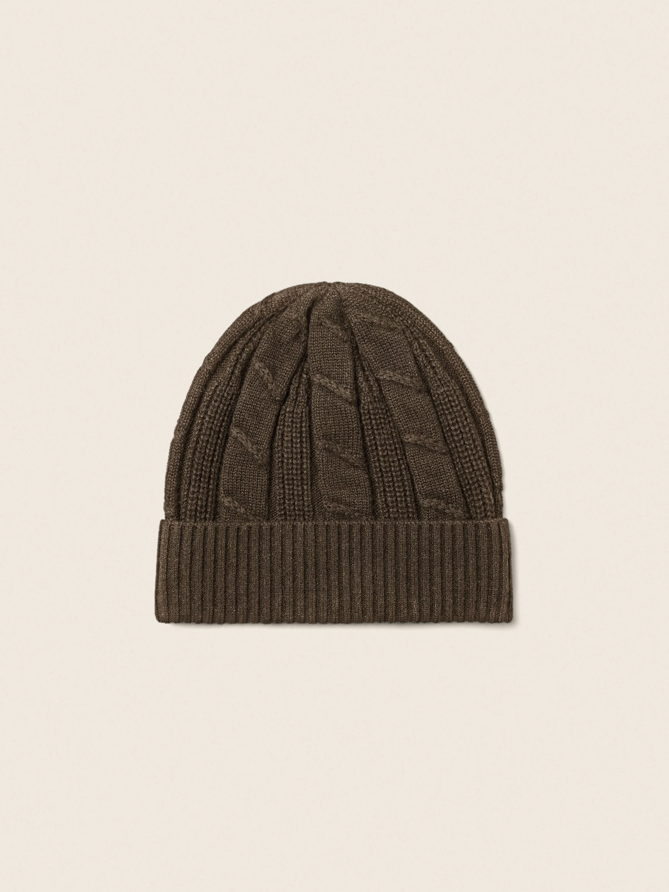 DARK OLIVE GREEN MÉLANGE OASI CASHMERE BEANIE - 1