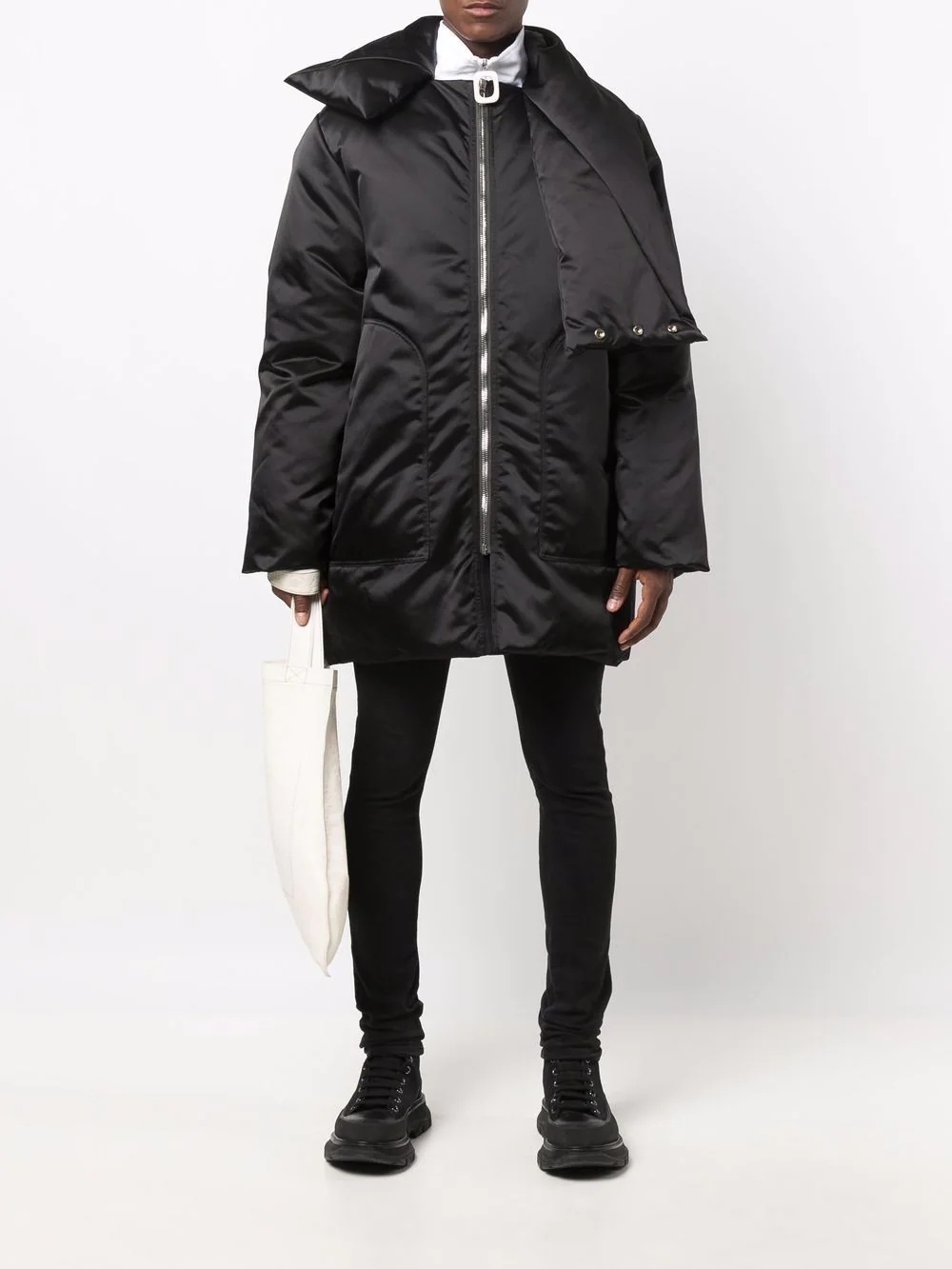 funnel neck padded coat - 2