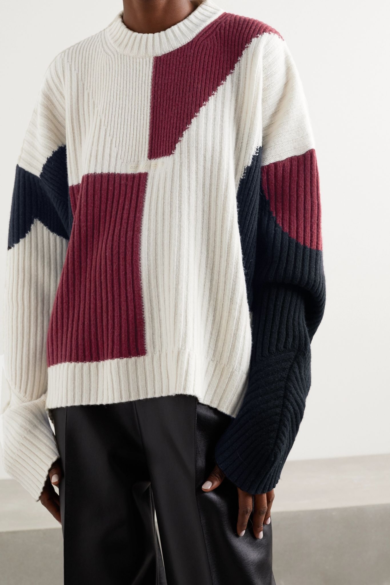 Mies color-block ribbed wool sweater - 3