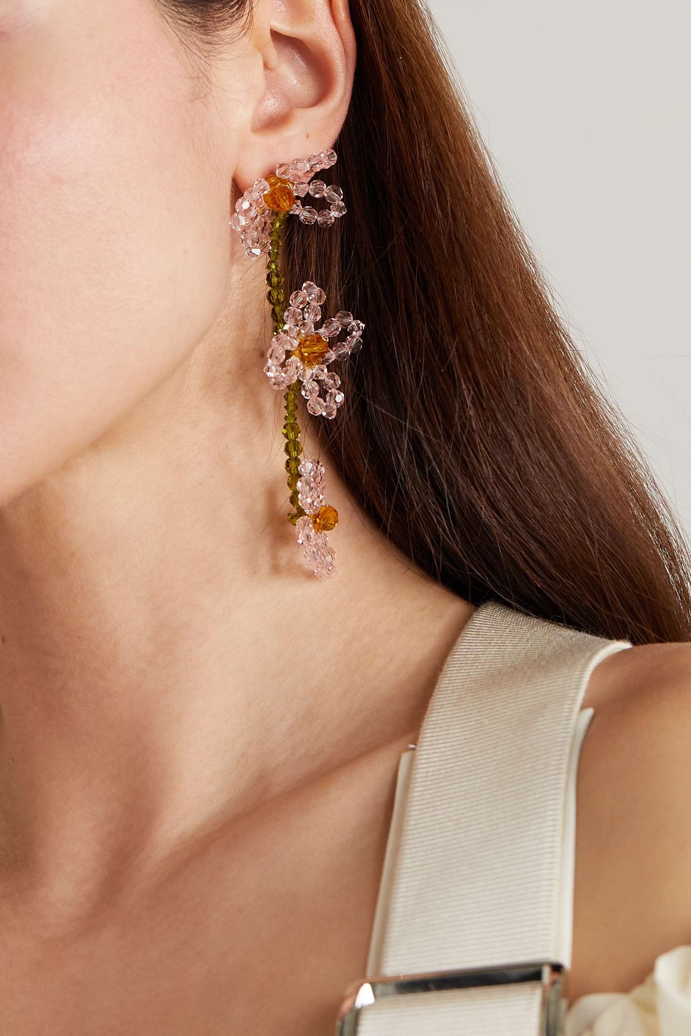 Tiered Daisy gold-tone crystal earrings - 2