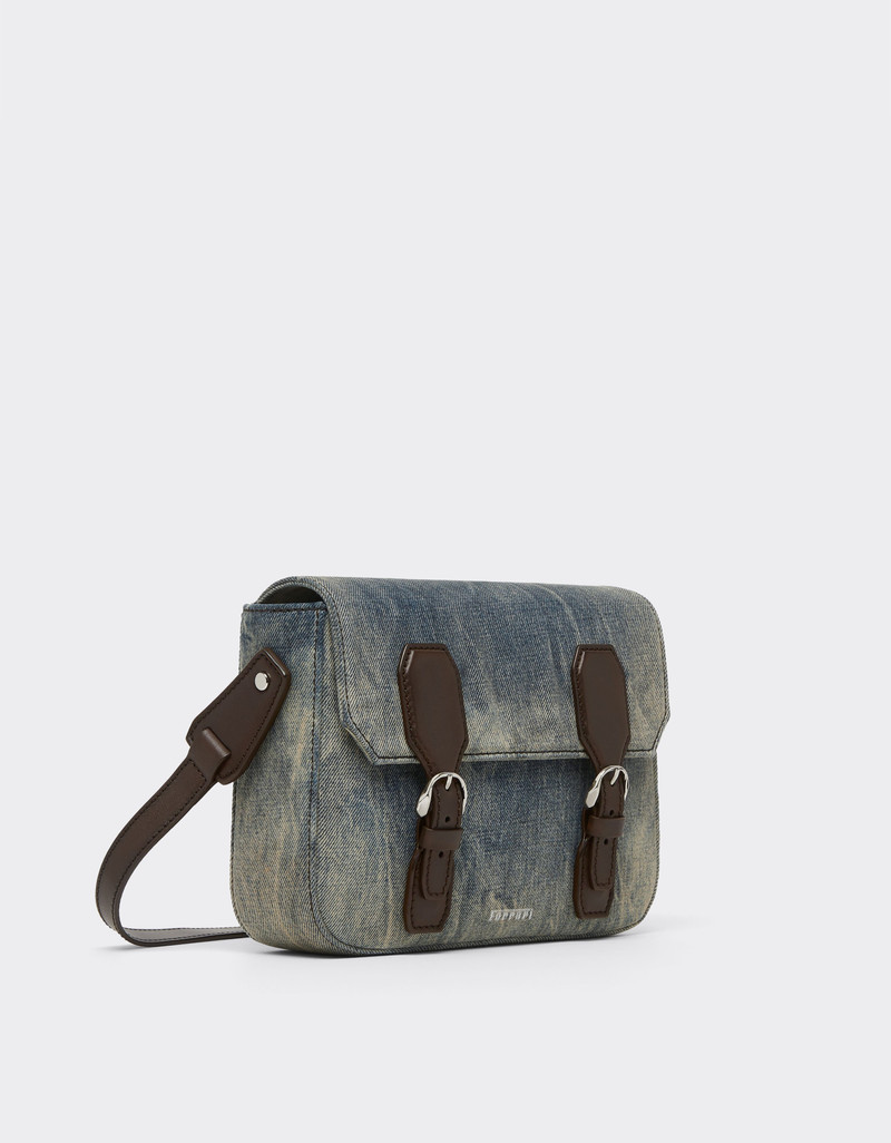 Messenger bag in acid-washed denim 3