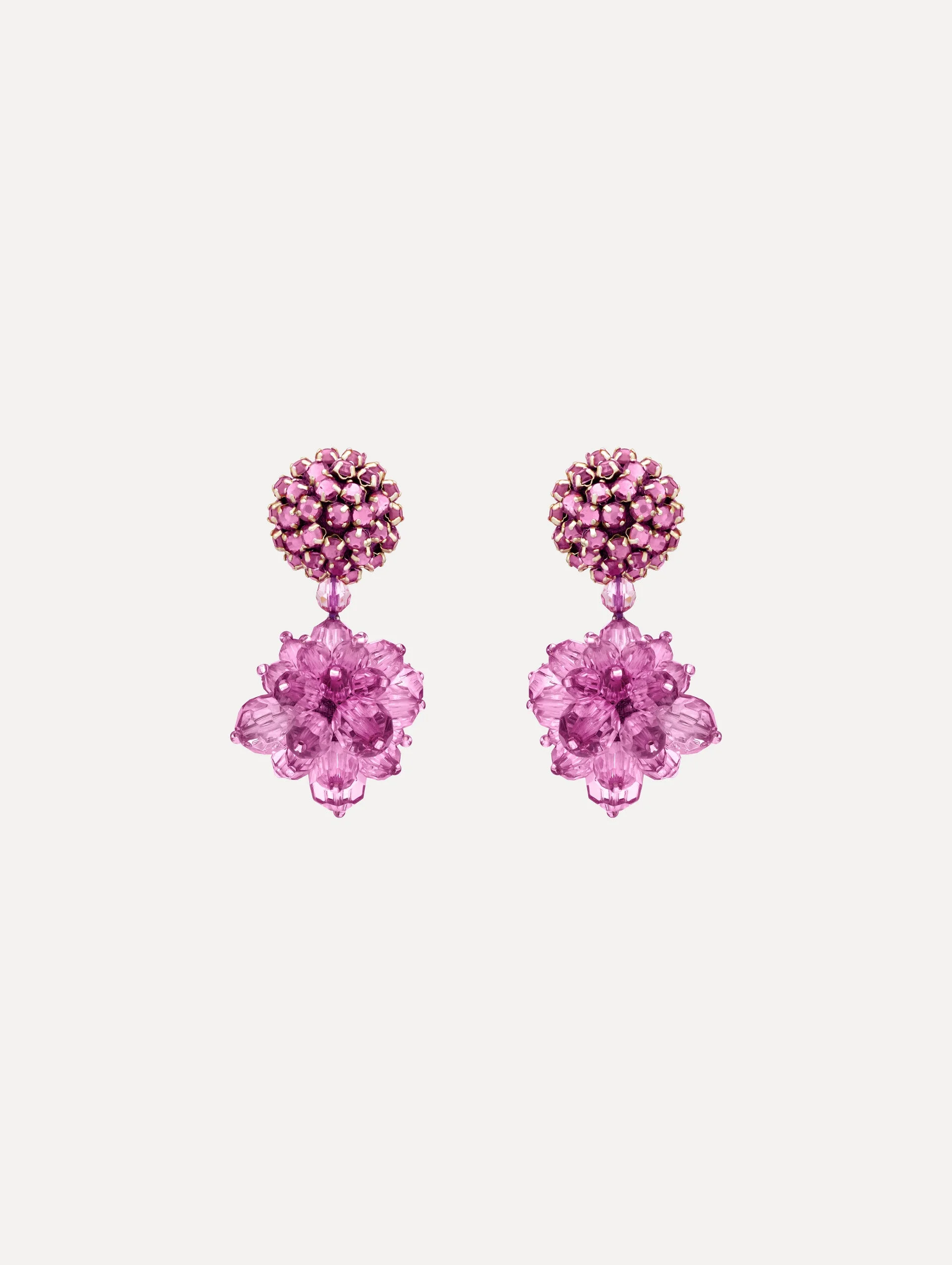 BEADED POMPOM CLIP-ON EARRINGS - 1