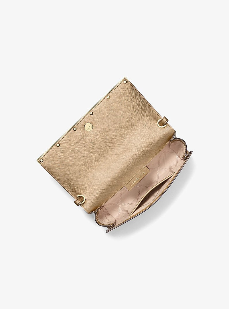 MICHAEL KORS Mona Large Metallic Leather Clutch outlook