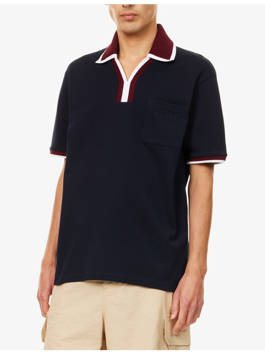 Logo-Embroidered Contrast-Stripe Cotton-Pique Polo Shirt - 3
