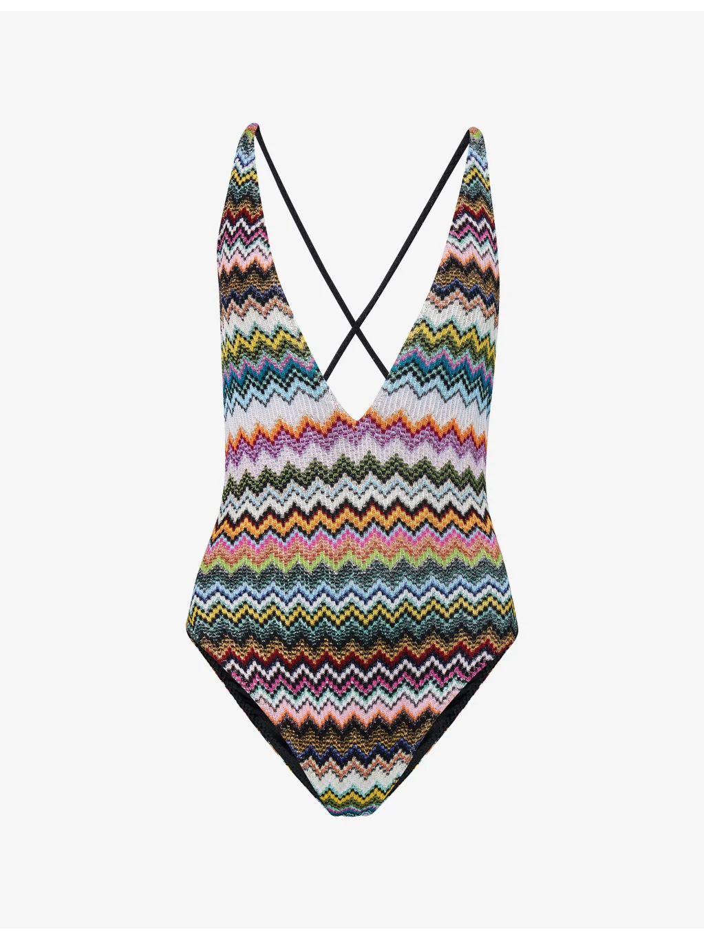 Chevron Plunge Knit Swimsuit - 1