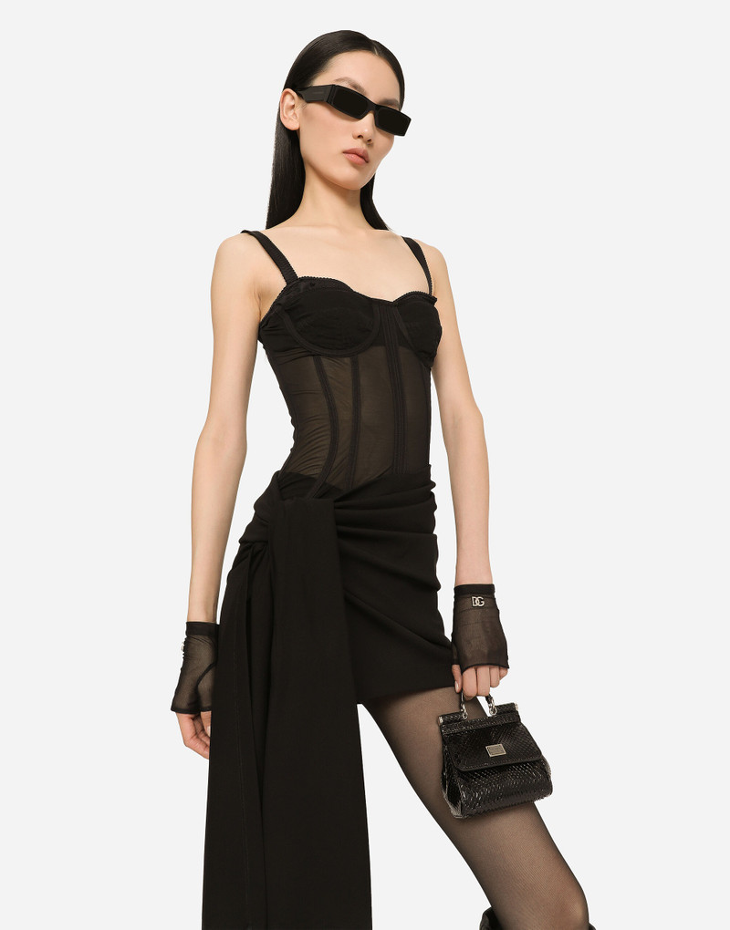 Short Milano rib jersey dress with corset detailing 4