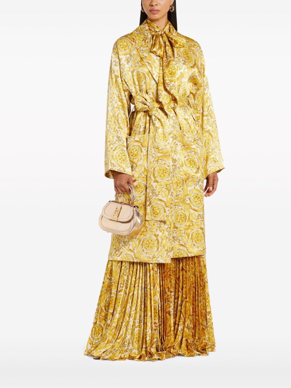Barocco-print silk-satin robe - 4