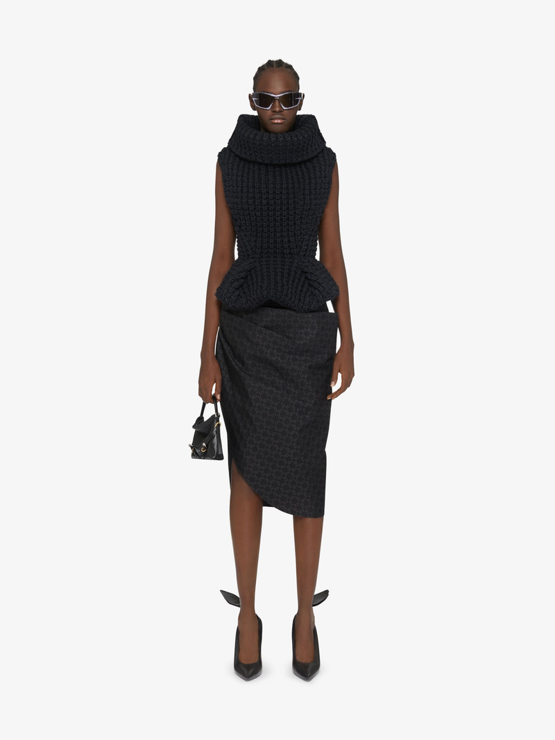 Givenchy ASYMMETRIC DRAPED SKIRT IN MONOGRAM 72 JACQUARD outlook