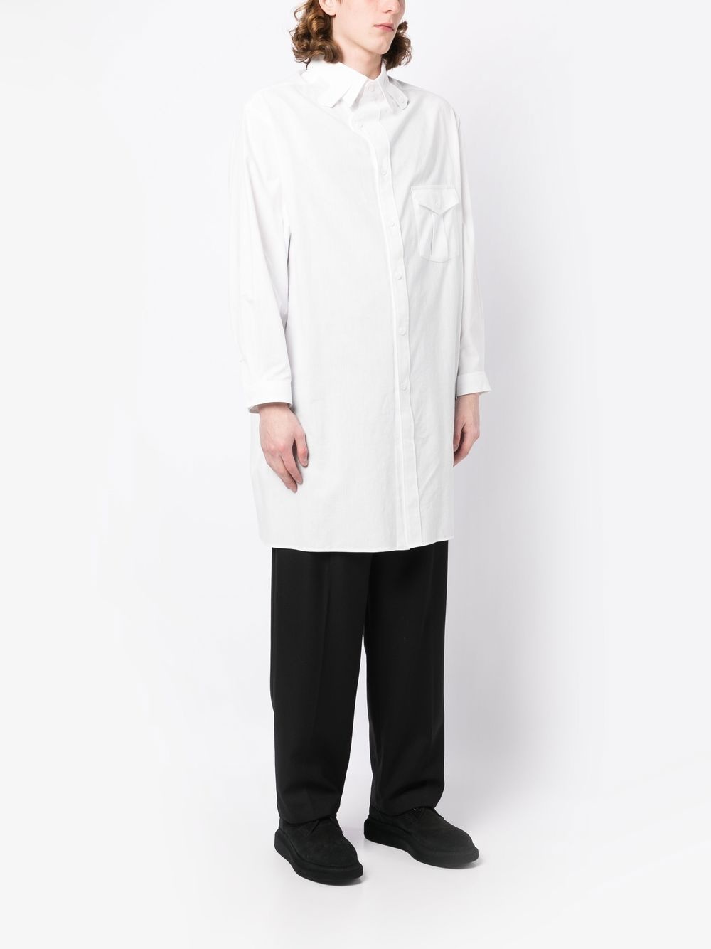 tab-collar long shirt - 3
