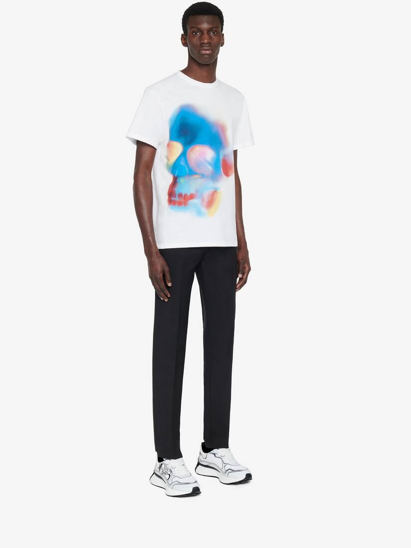 Men's Solarised Skull T-shirt in White Mix - 3