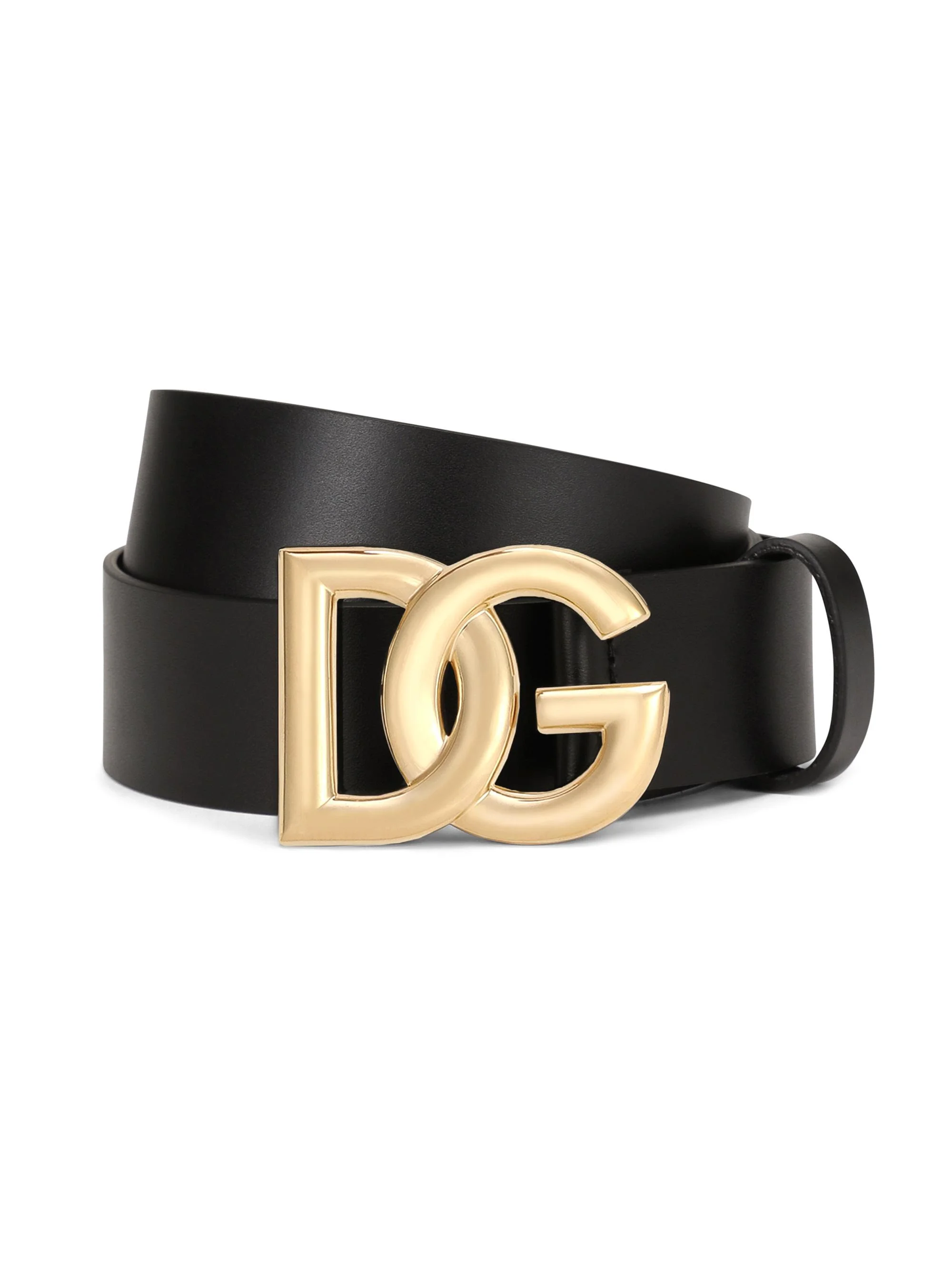 Men's DG Logo Leather Belt - Nero Oro - 1