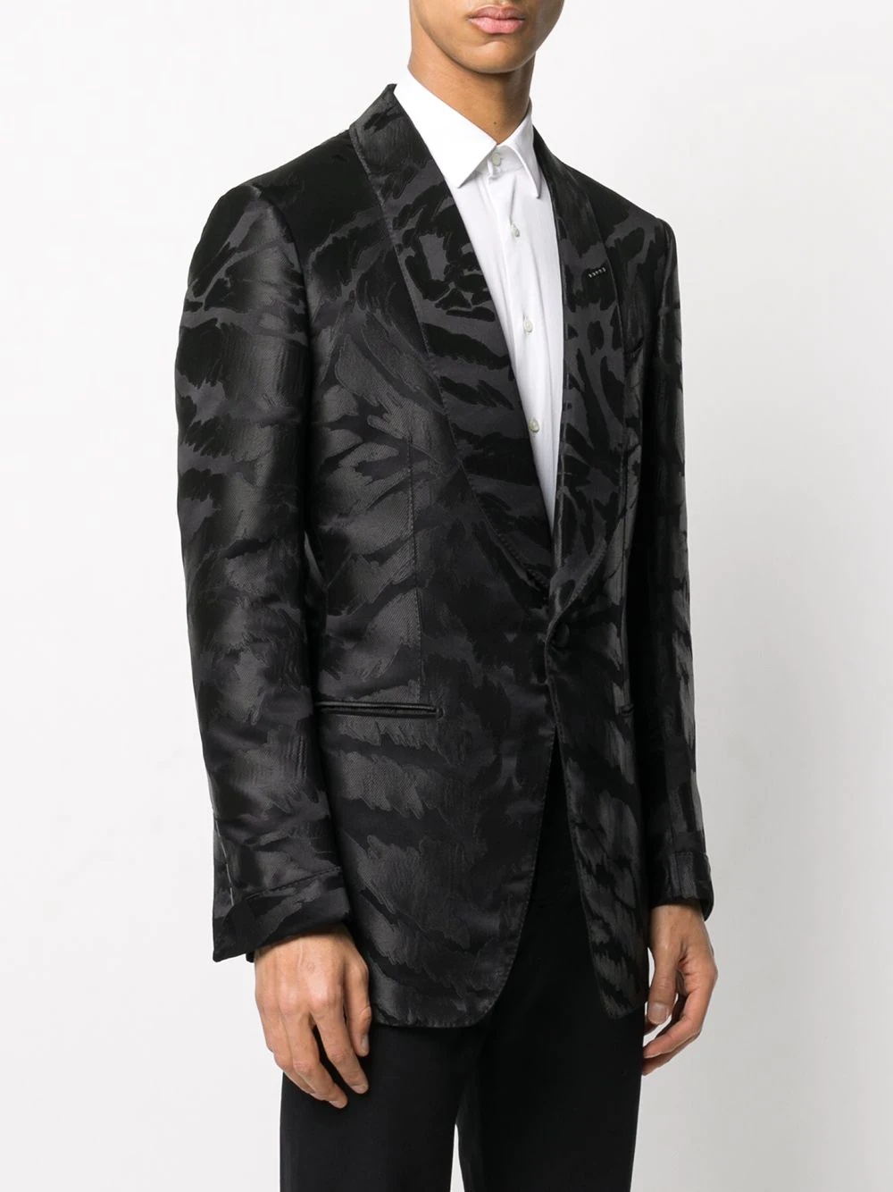 abstract-jacquard satin tuxedo jacket - 3