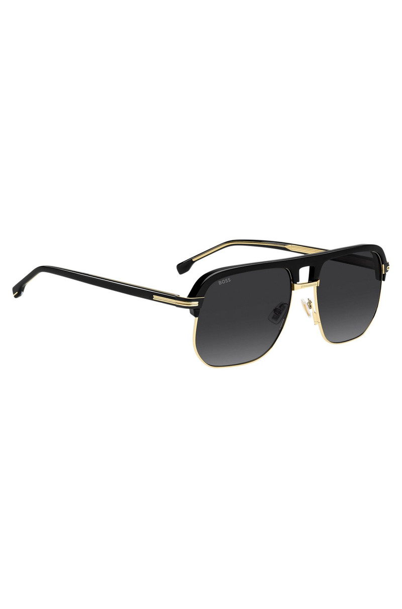 DOUBLE-BRIDGE SUNGLASSES IN BLACK ACETATE AND TITANIUM 4