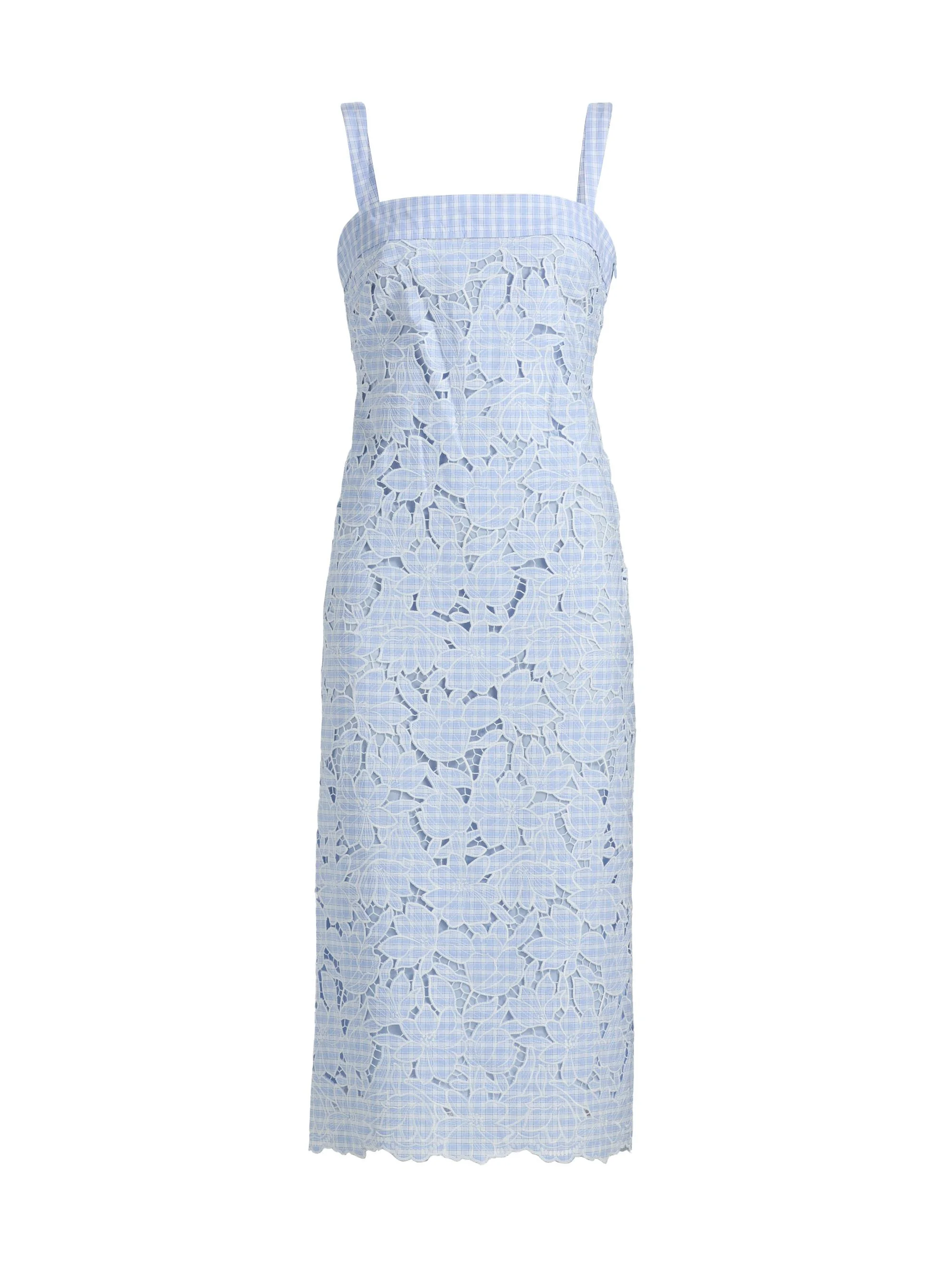 Women's Aubrey Embroidered Floral Gingham Midi-Dress - Periwinkle Sky Multi - 1