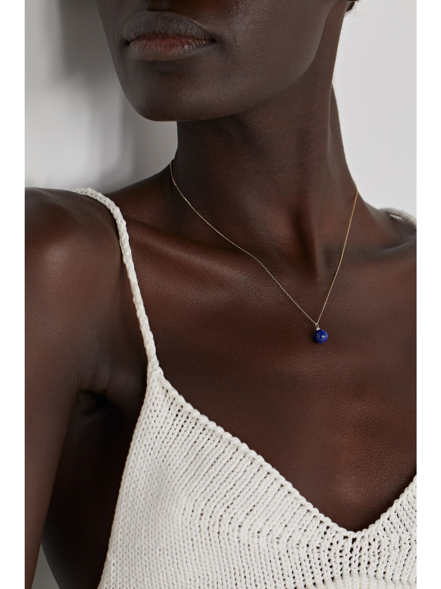 14-karat gold, lapis lazuli and diamond necklace Blue - 2
