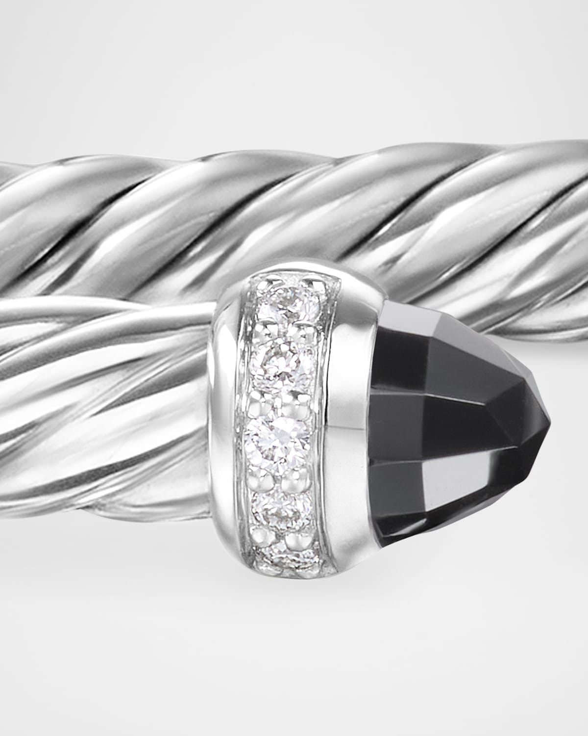 Modern Cable Flex Bracelet with Gemstones and Diamonds in Silver, 4mm - 4