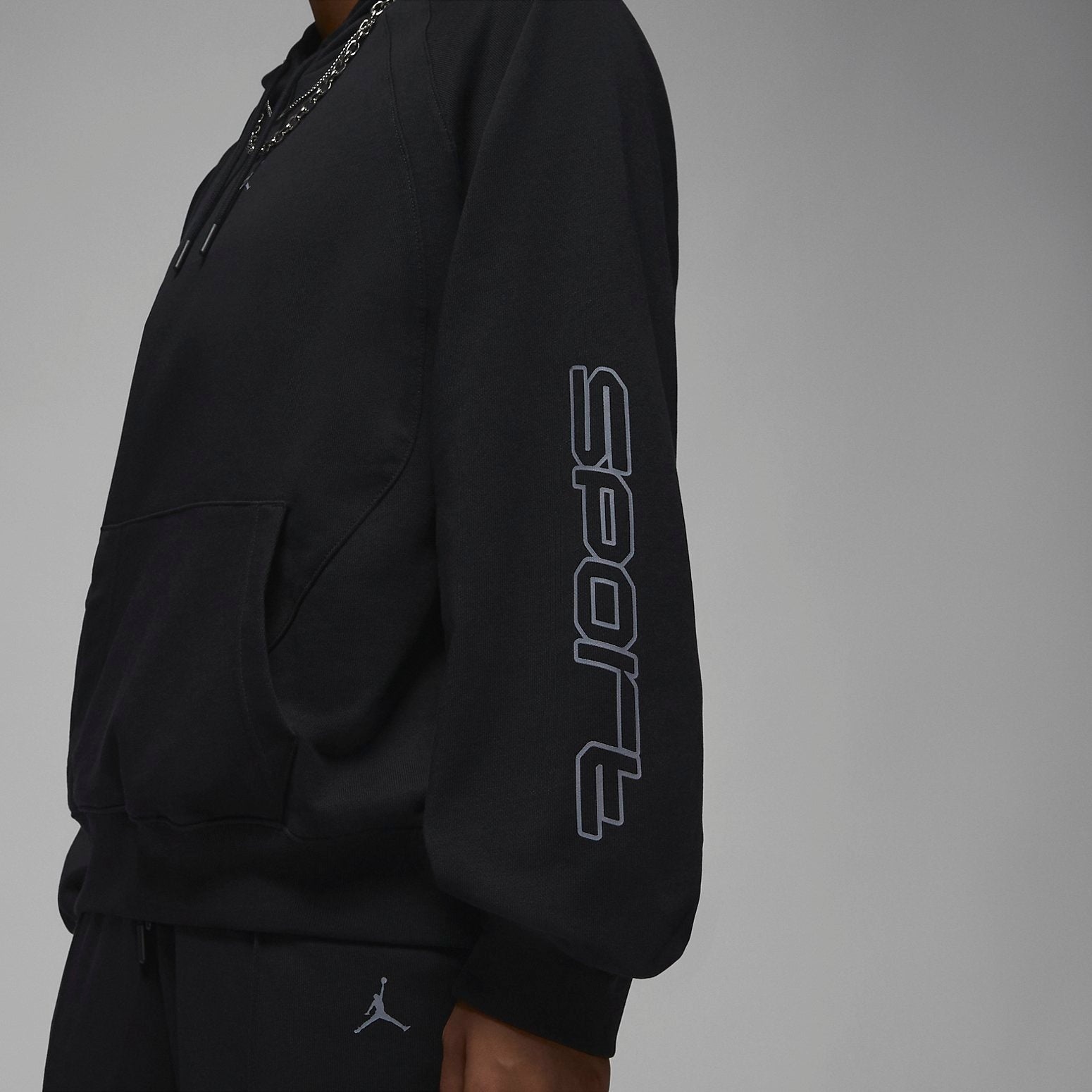 (WMNS) Air Jordan Sport Graphic Fleece Hoodie Asia Sizing 'Black' FD7374-010 - 2