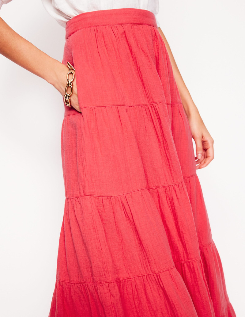 Nadia Double Cloth Maxi Skirt-Jam Red 3