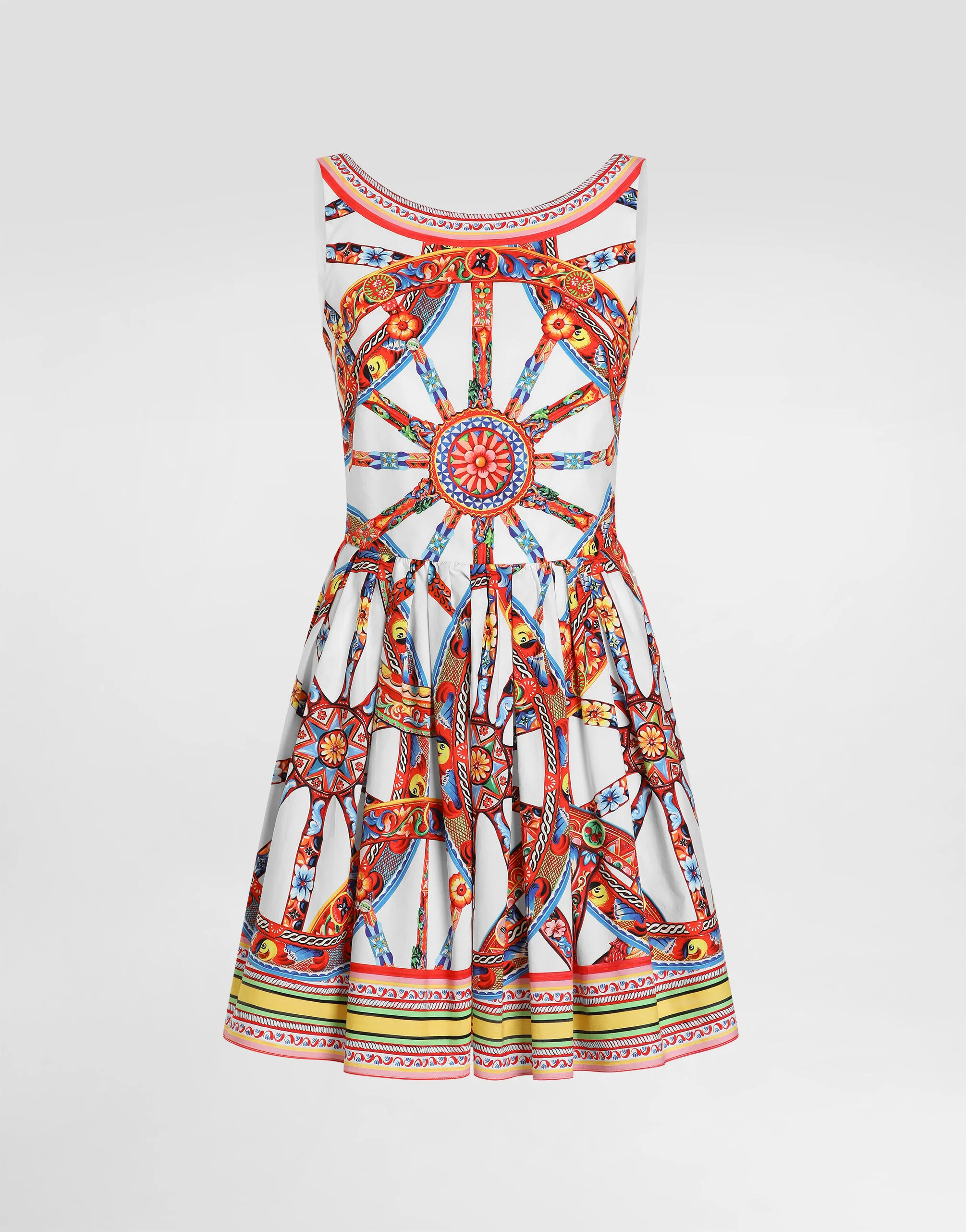 Carretto-print poplin midi dress - 1