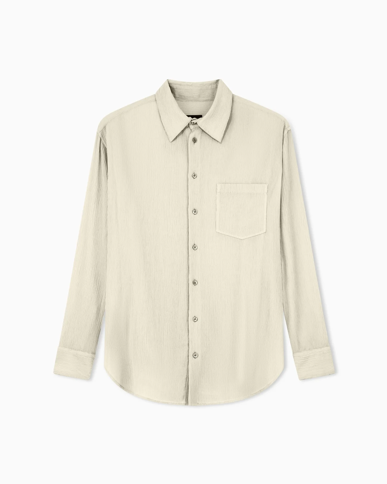 SHIRT REGULAR FIT IN COTTON AND SILK BLEND CREPONNE - 1