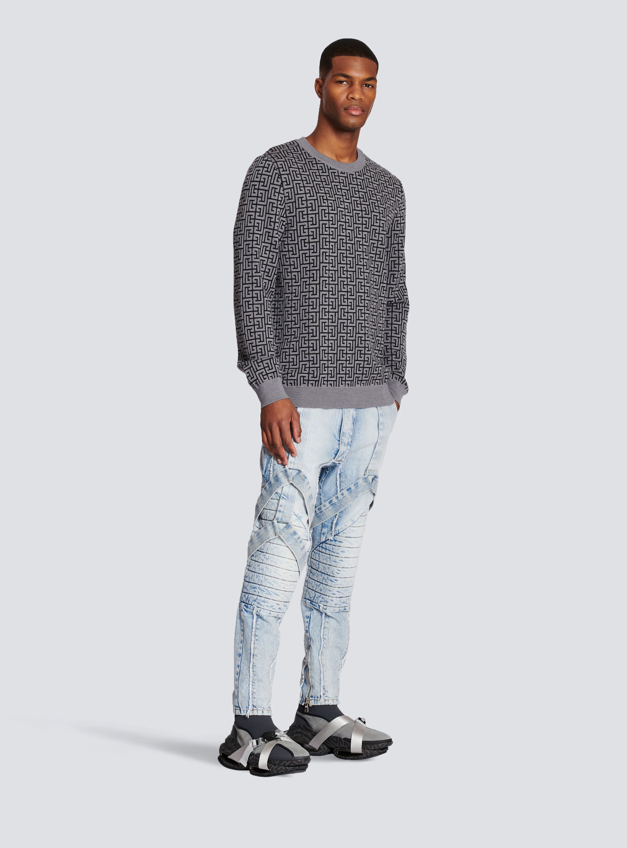 Wool jumper with Balmain monogram - 3