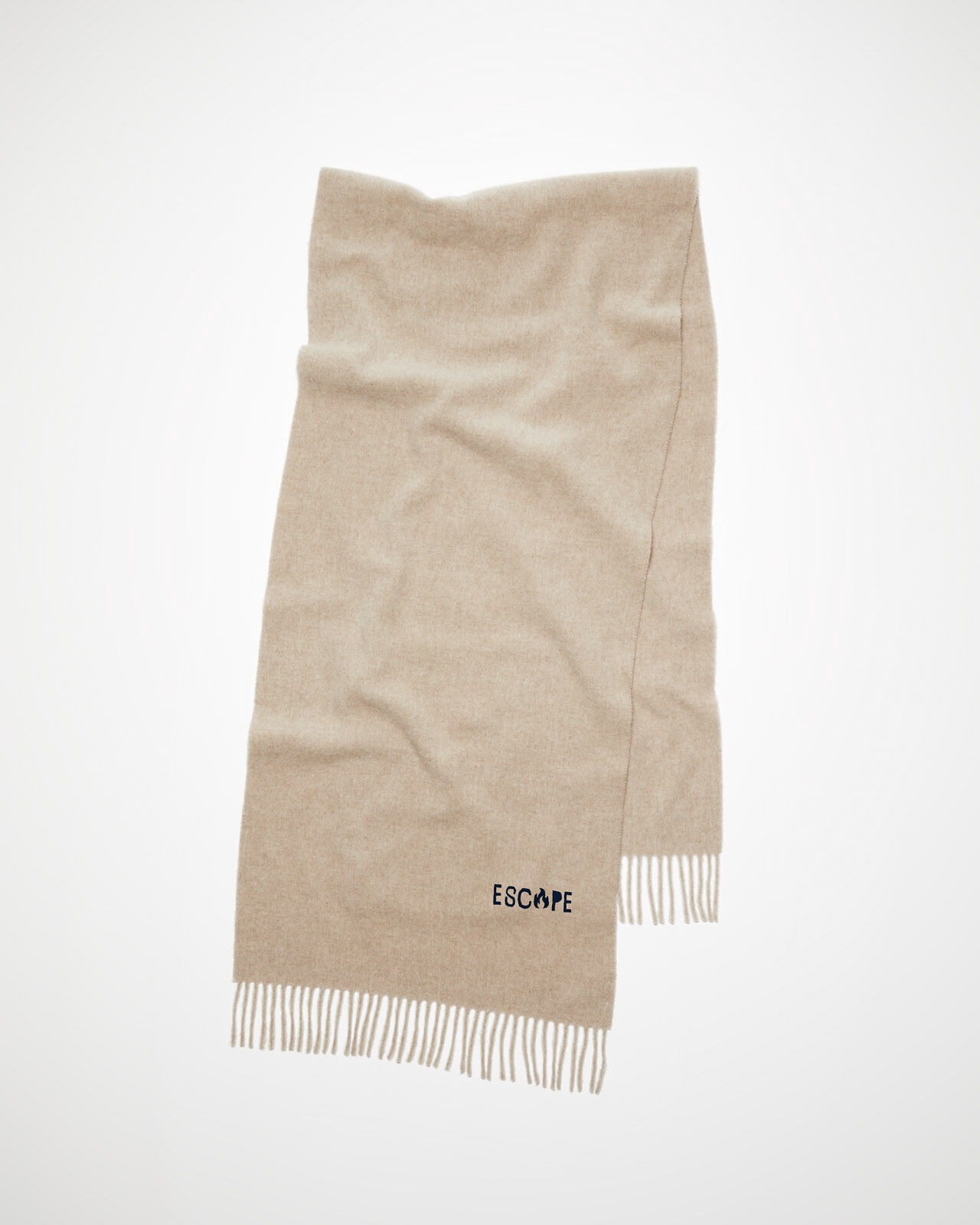 Fringe wool scarf – Narrow - Oatmeal melange - 5