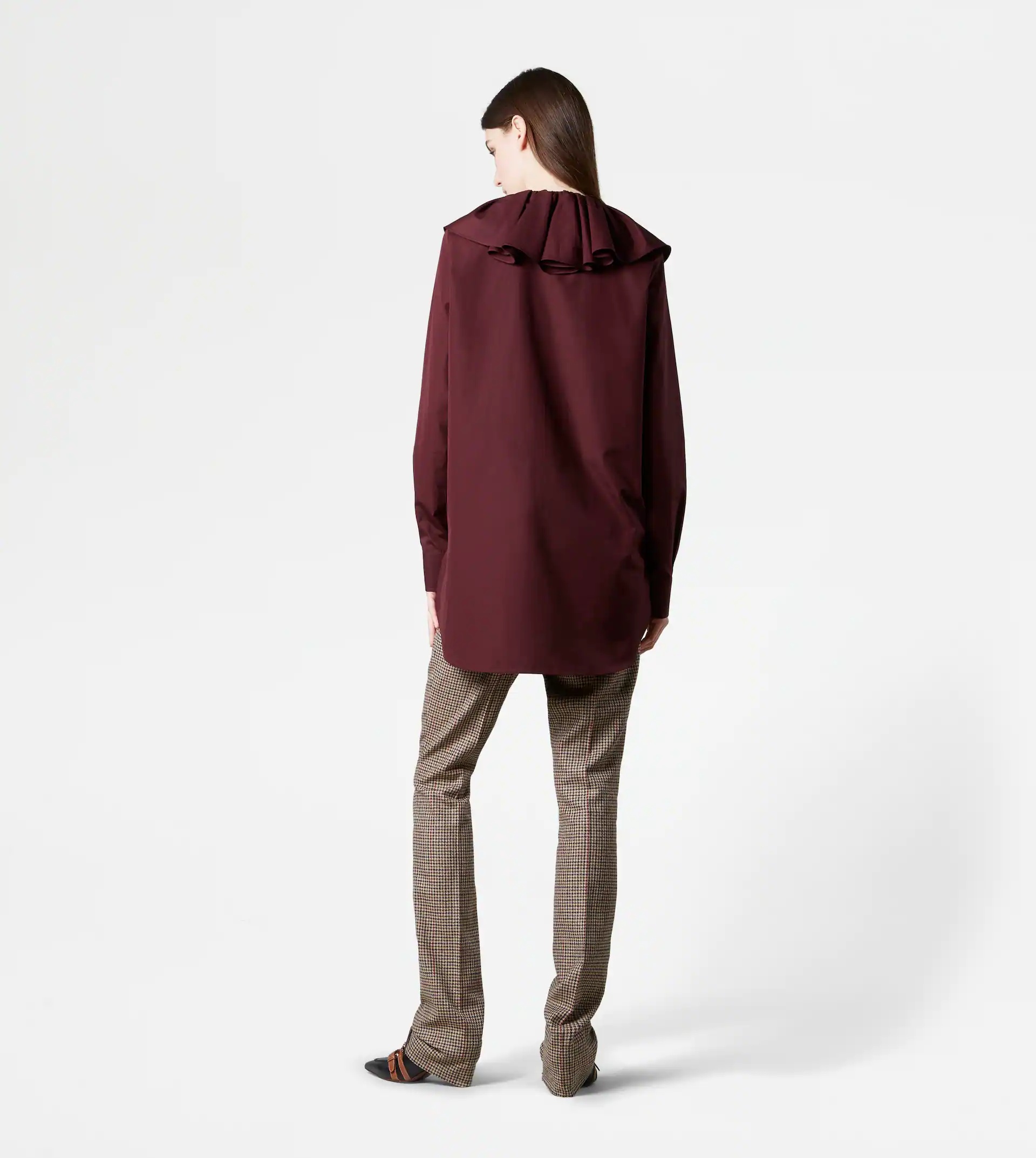 MINIDRESS BLOUSE IN POPLIN - BURGUNDY - 3
