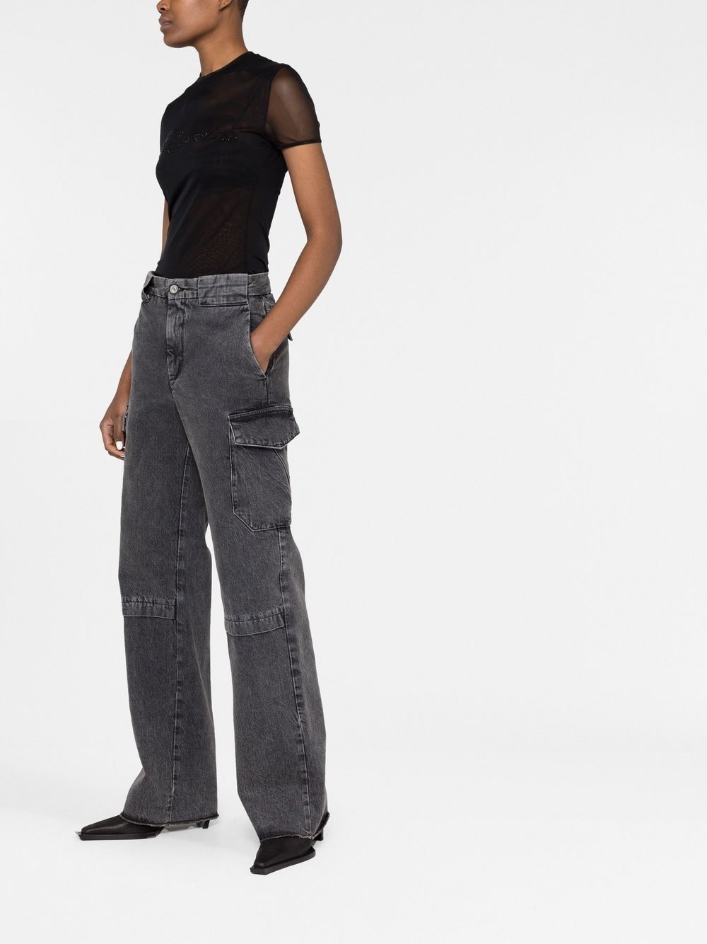 logo-embellished mesh top - 7
