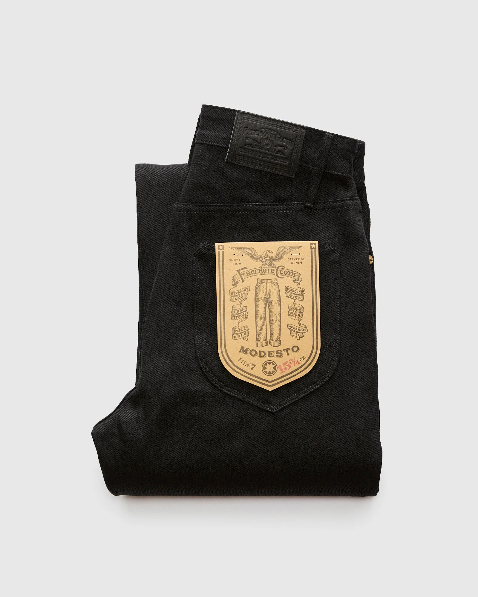 "Black Modesto" 15.75oz Double Black Selvedge Denim - Wide Straight Fit - 1