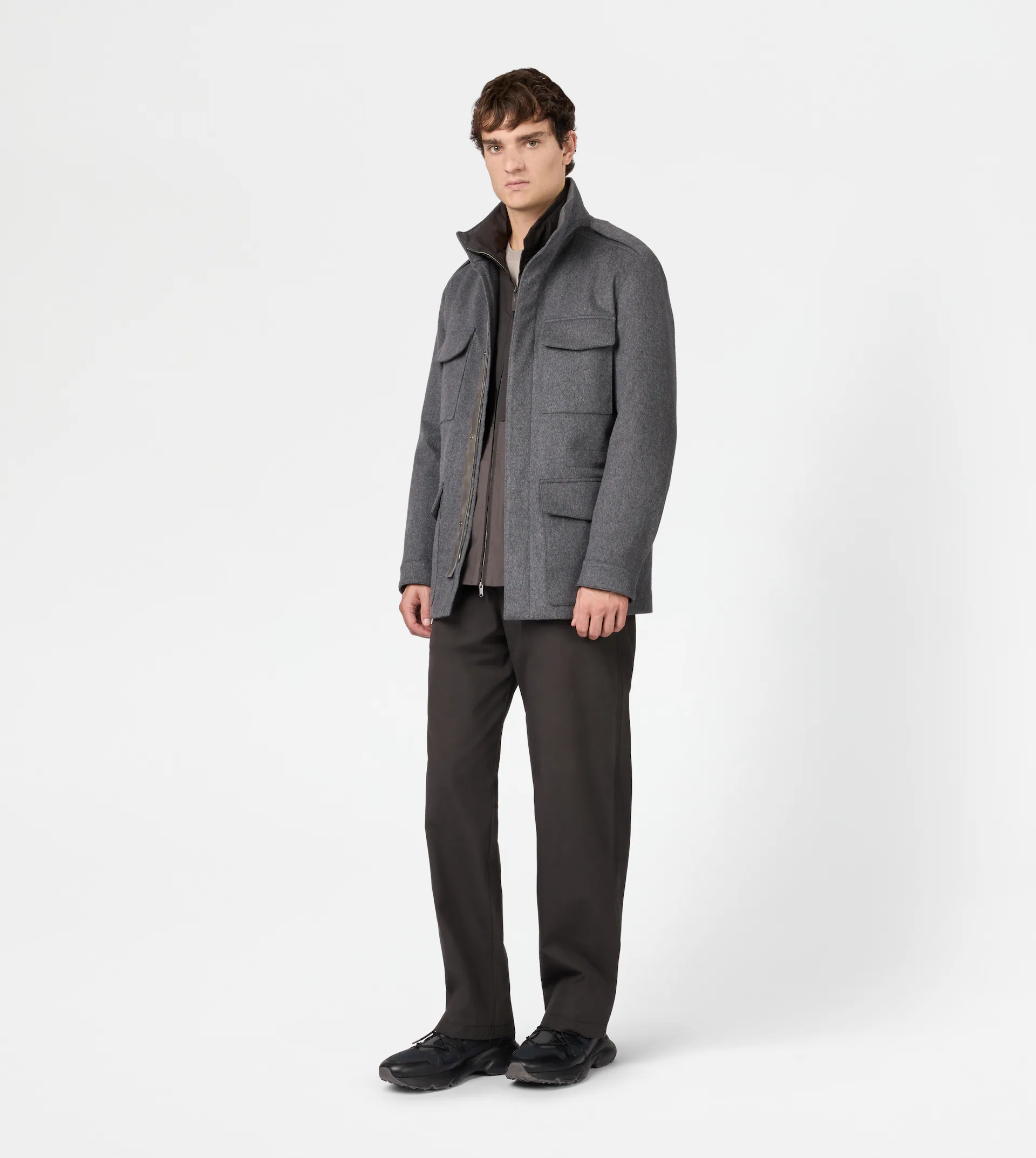 FIELD JACKET IN WOOL DRAP - GREY - 2