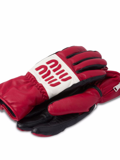 Miu Miu logo-patch leather gloves outlook