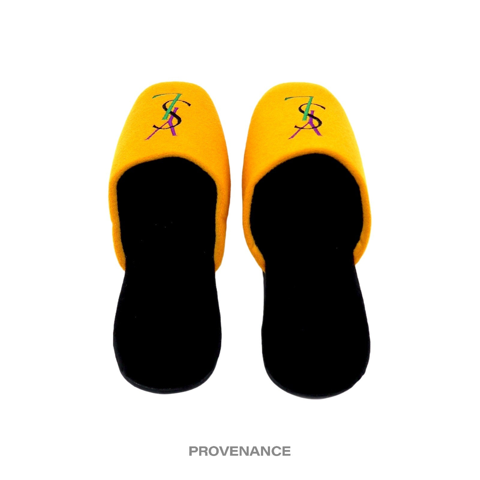 Yves Saint Laurent YSL Logo Slipper - Yellow Velour - 4